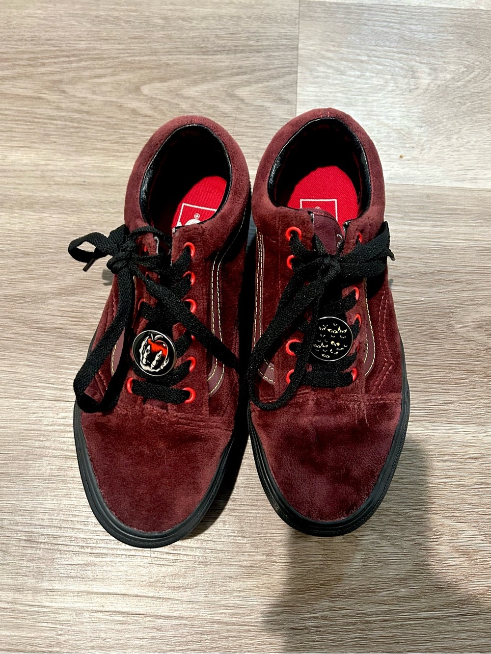 Disney Women's Burgundy Velvet Sneakers with Black Laces